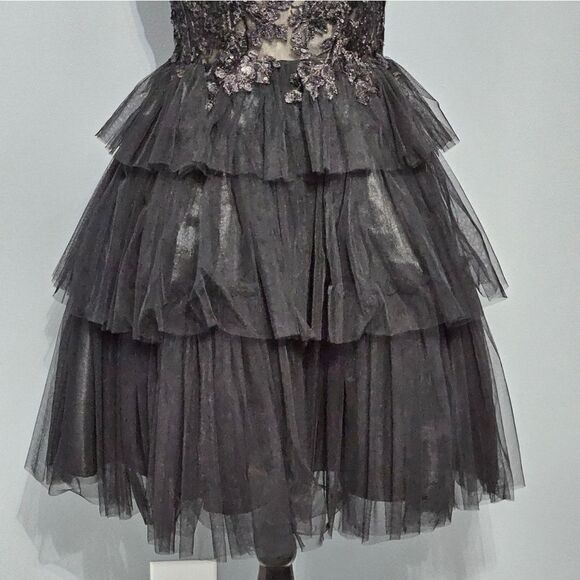 👗Black, beautiful, short formal dress. Corset back. NWOT, Size 0/2 - Picture 3 of 12